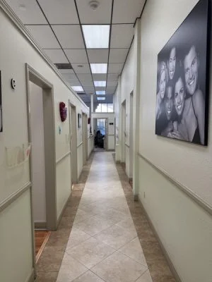 Interior hallway of the Pasadena dental clinic